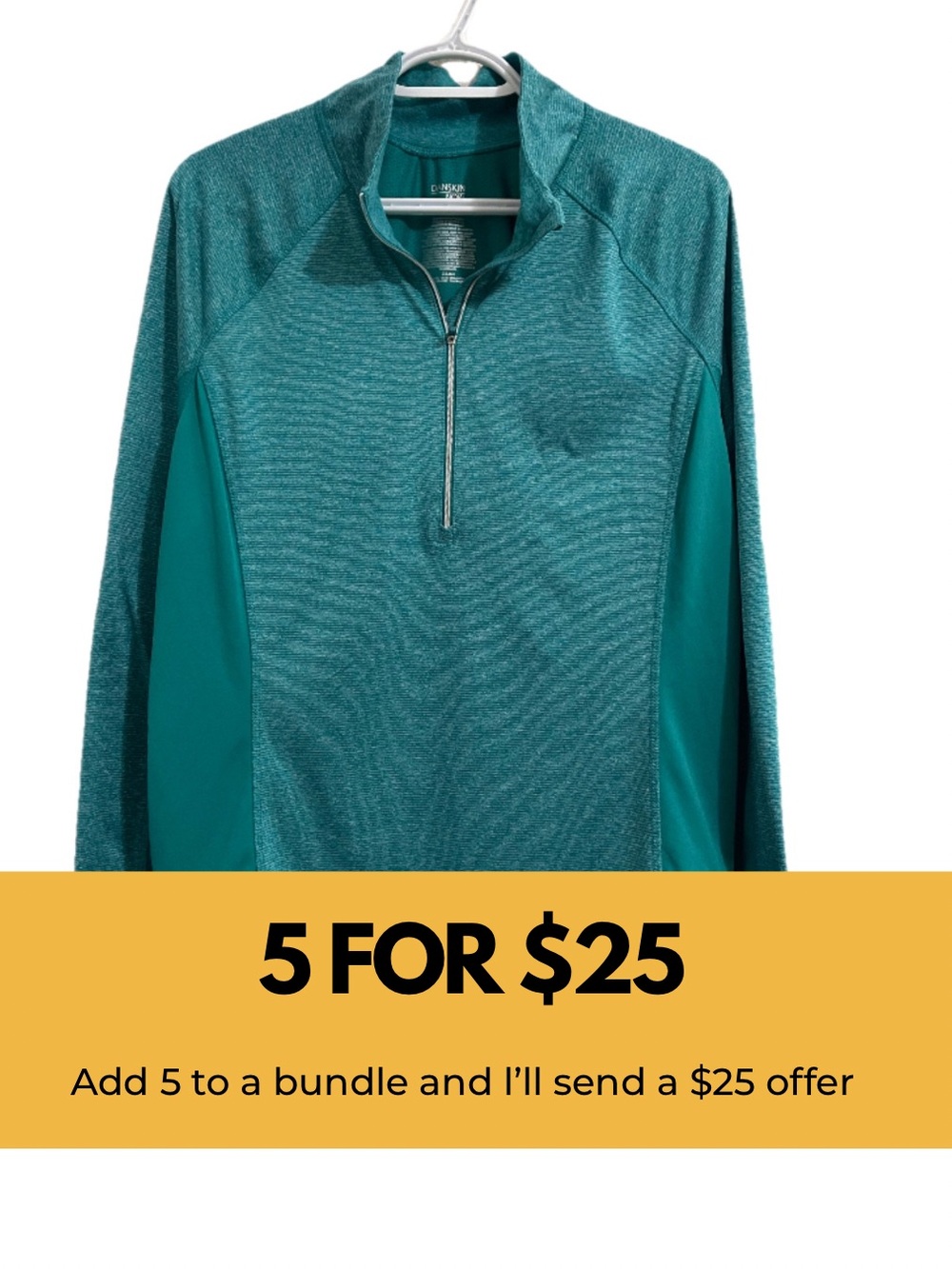 Danskin Teal Quarter-Zip Active Pullover